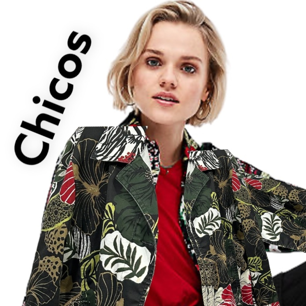 Chico's jacket sweater blouse camisole top open
Green Jungle Floral Hawaiian